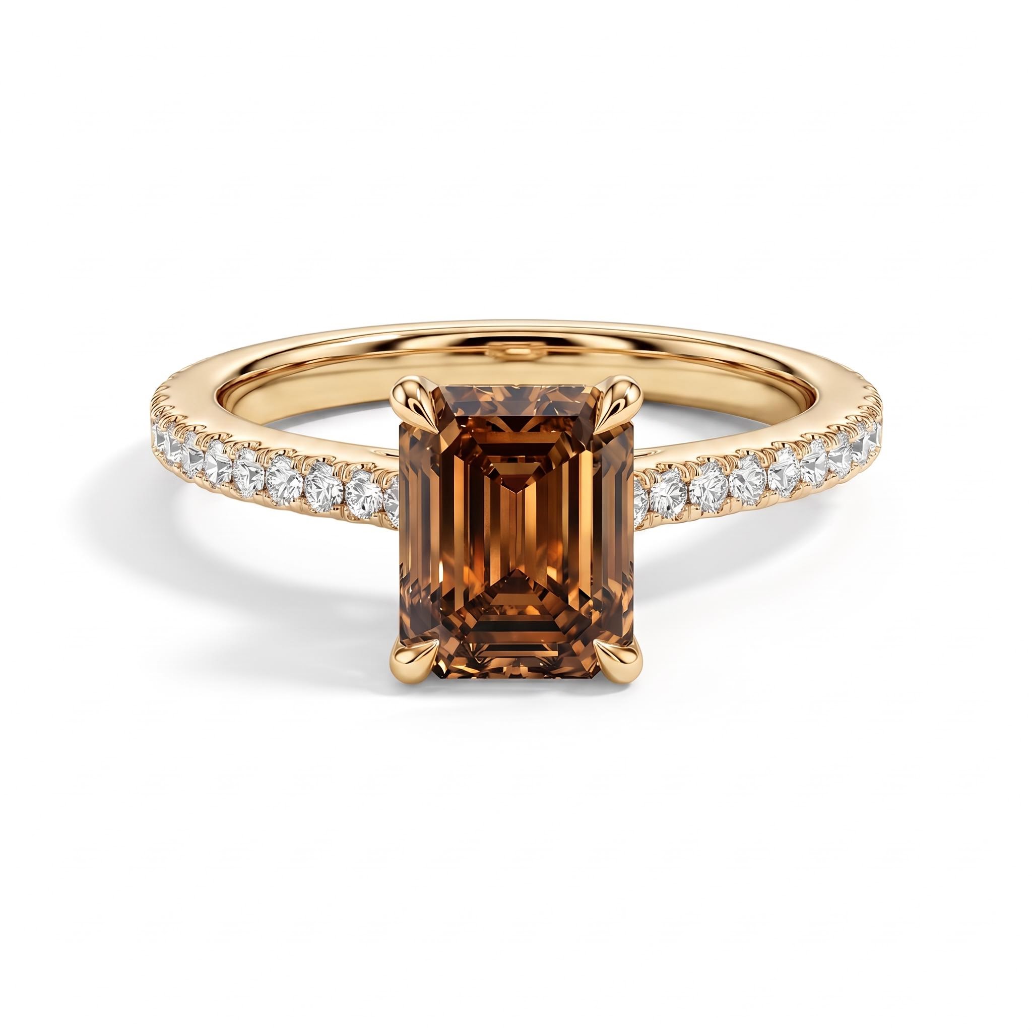 2.99 ct.tw. Coffee Chocolate Stone Emerald Cut Engagement Ring 2.99 ct.tw. Coffee Chocolate Stone Emerald Cut Engagement Ring
