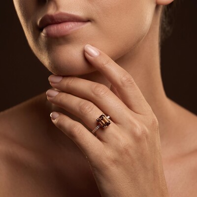 2.99 ct.tw. Coffee Chocolate Stone Emerald Cut Engagement Ring