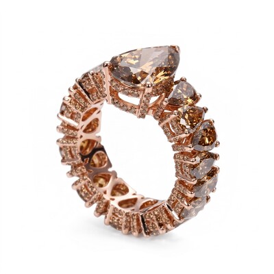 11.26 ct.tw. Luxury Coffee Chocolate Stone Pear Cut Engagement Ring