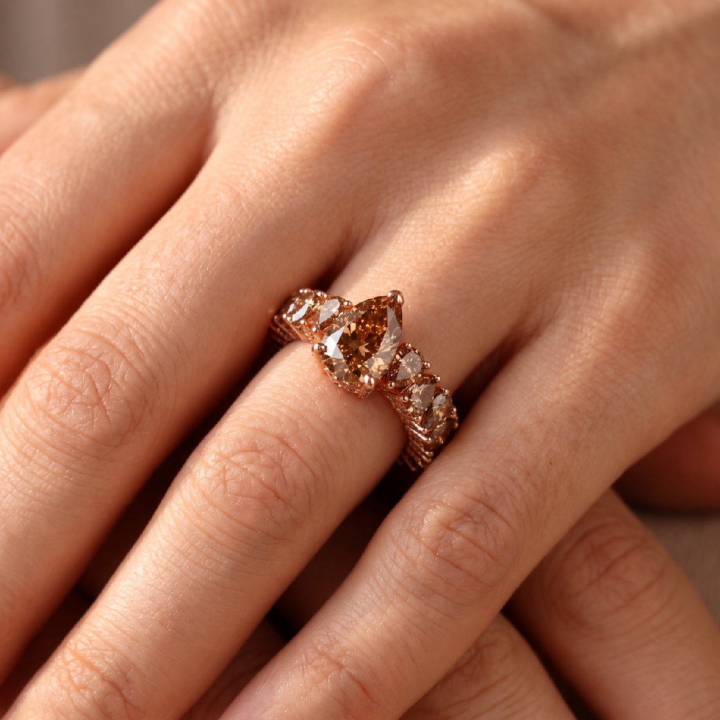 11.26 ct.tw. Luxury Coffee Chocolate Stone Pear Cut Engagement Ring 11.26 ct.tw. Luxury Coffee Chocolate Stone Pear Cut Engagement Ring