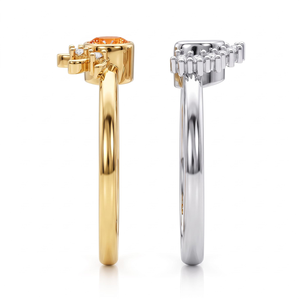 0.54 ct.tw. Orange Sun & Moon Motif 2-Piece Stackable Ring Set 0.54 ct.tw. Orange Sun & Moon Motif 2-Piece Stackable Ring Set