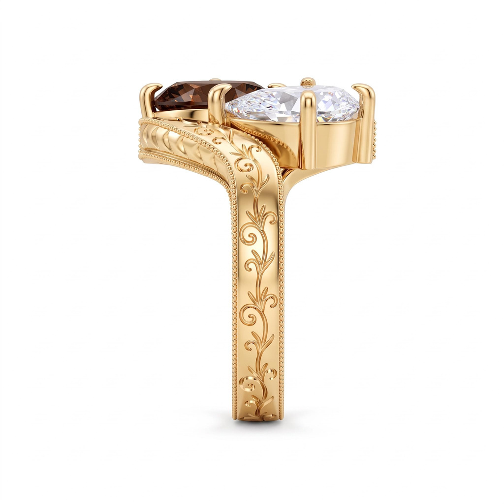 4 ct.tw. Vintage Carved Double-Stone Diamond Ring 4 ct.tw. Vintage Carved Double-Stone Diamond Ring