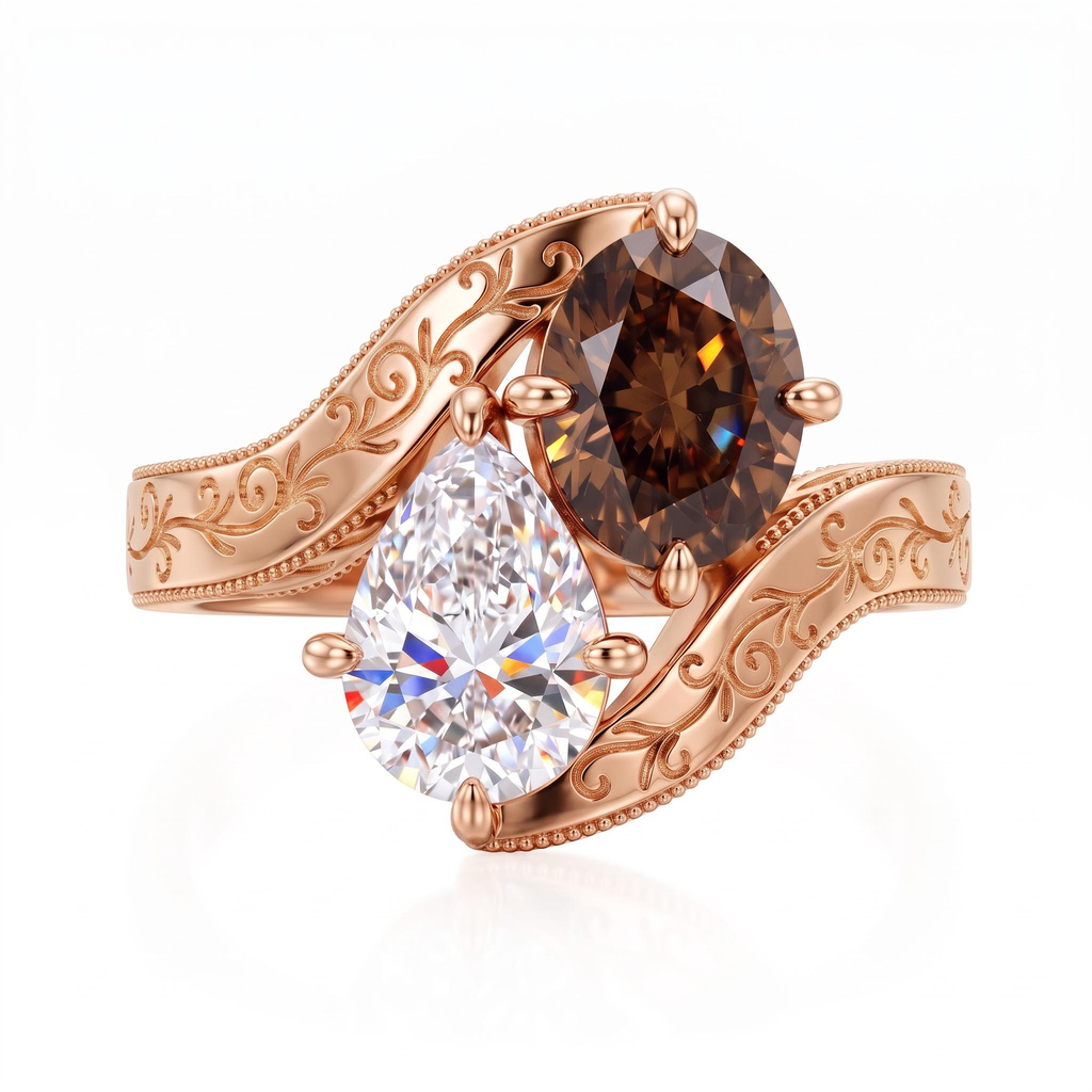 4 ct.tw. Vintage Carved Double-Stone Diamond Ring 4 ct.tw. Vintage Carved Double-Stone Diamond Ring