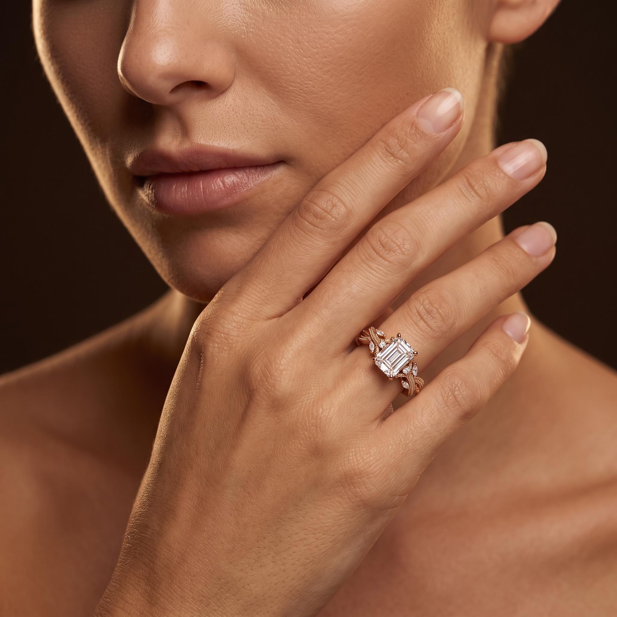 4.93 ct.tw. Emerald Cut Vintage Twisted Pavé Engagement Ring 4.93 ct.tw. Emerald Cut Vintage Twisted Pavé Engagement Ring