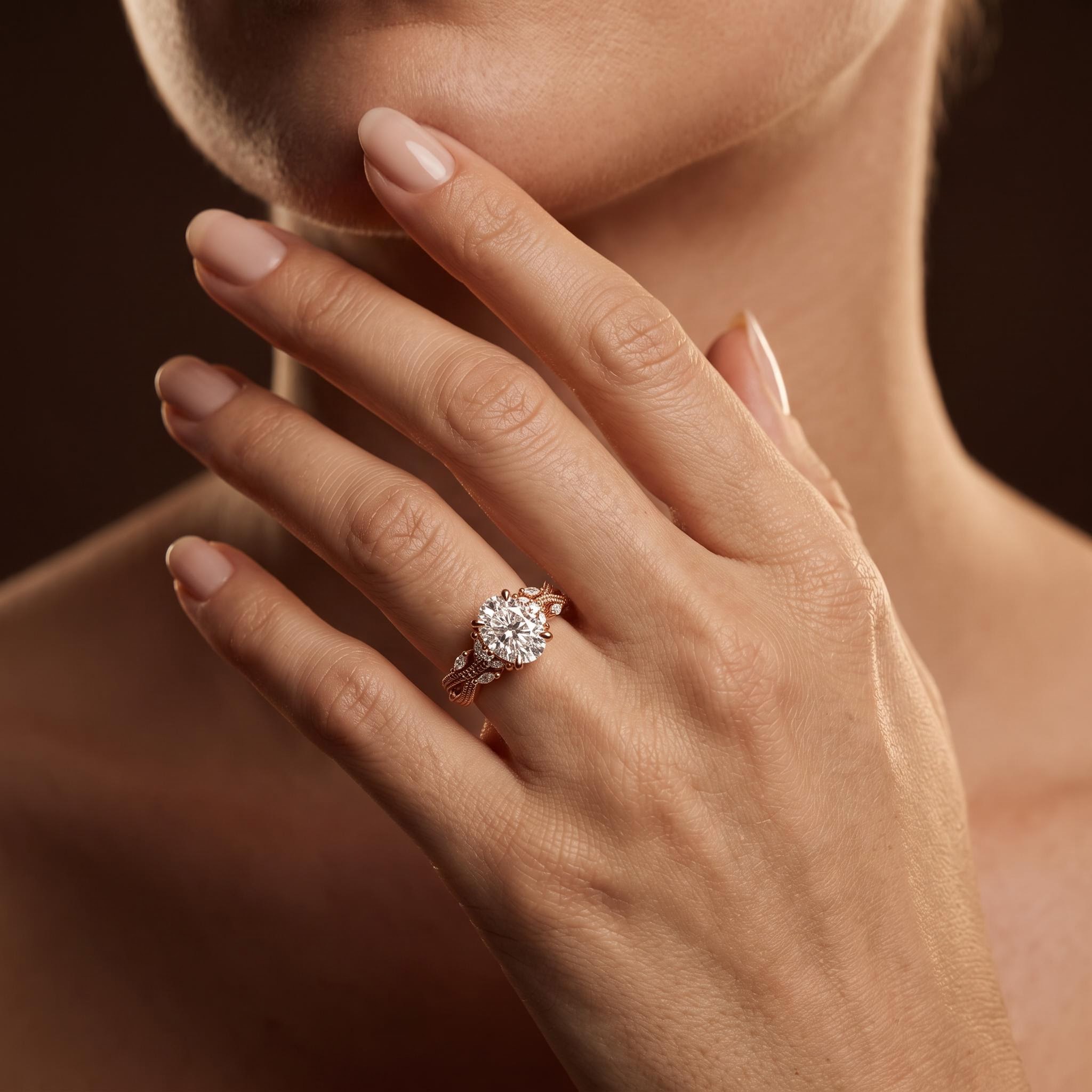 3.93 ct.tw. Oval Cut Twisted Vine Marquise Accented Engagement Ring 3.93 ct.tw. Oval Cut Twisted Vine Marquise Accented Engagement Ring