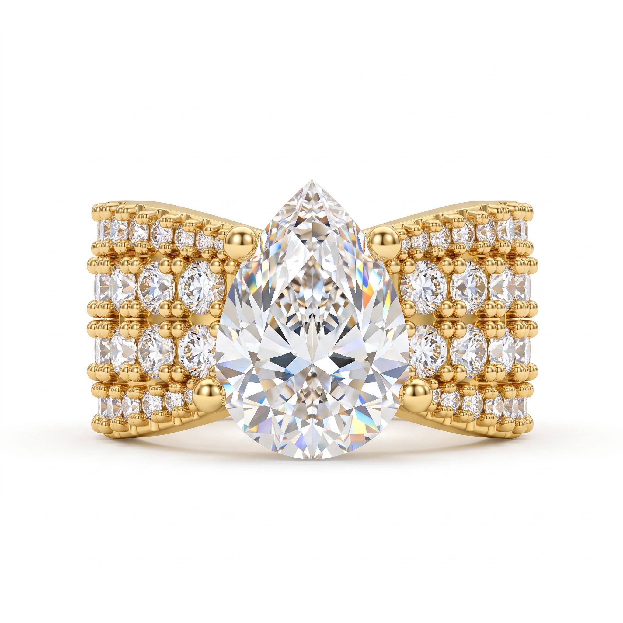 9.21 ct.tw. Pear Cut Full Pave Wide Engagement Ring 9.21 ct.tw. Pear Cut Full Pave Wide Engagement Ring
