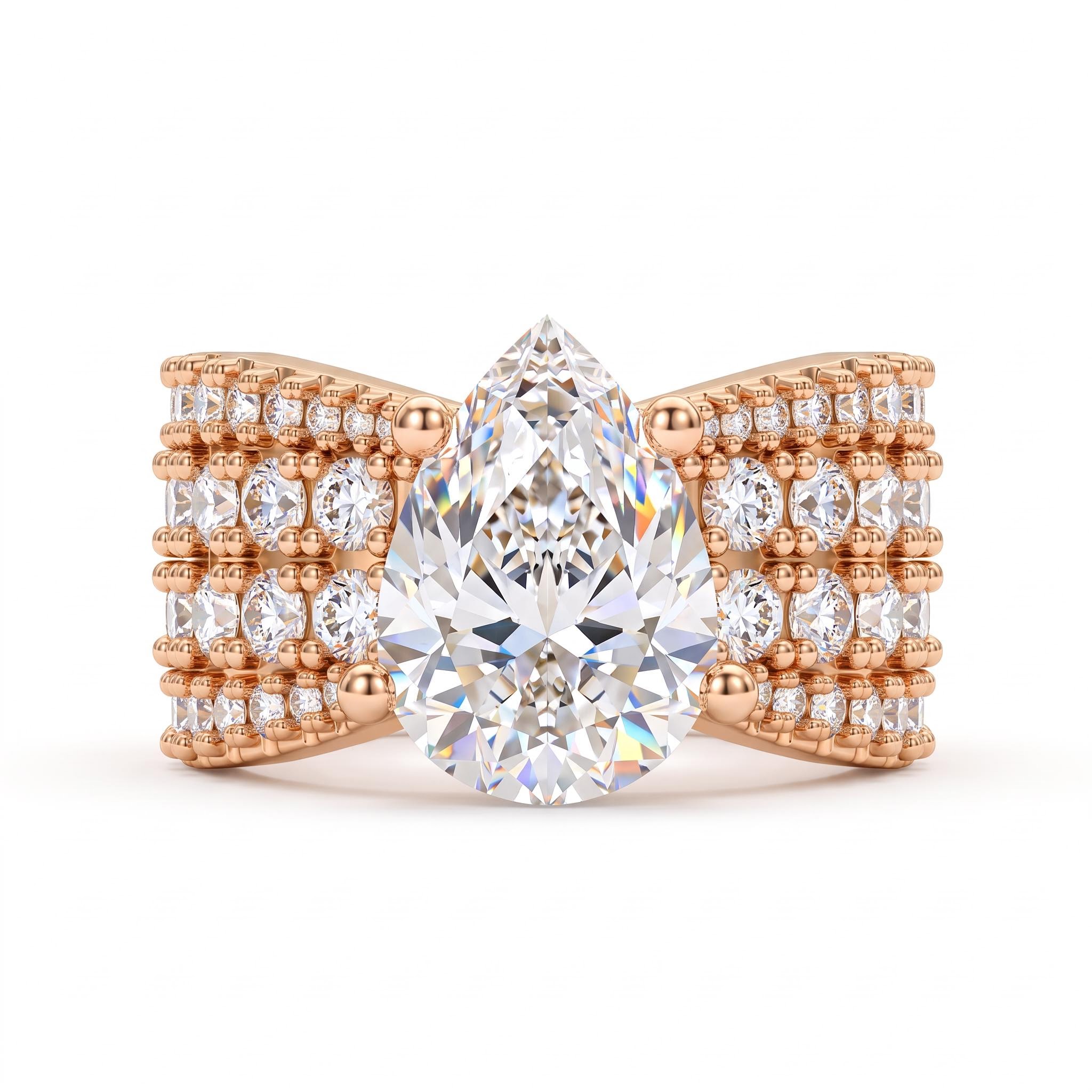 9.21 ct.tw. Pear Cut Full Pave Wide Engagement Ring 9.21 ct.tw. Pear Cut Full Pave Wide Engagement Ring