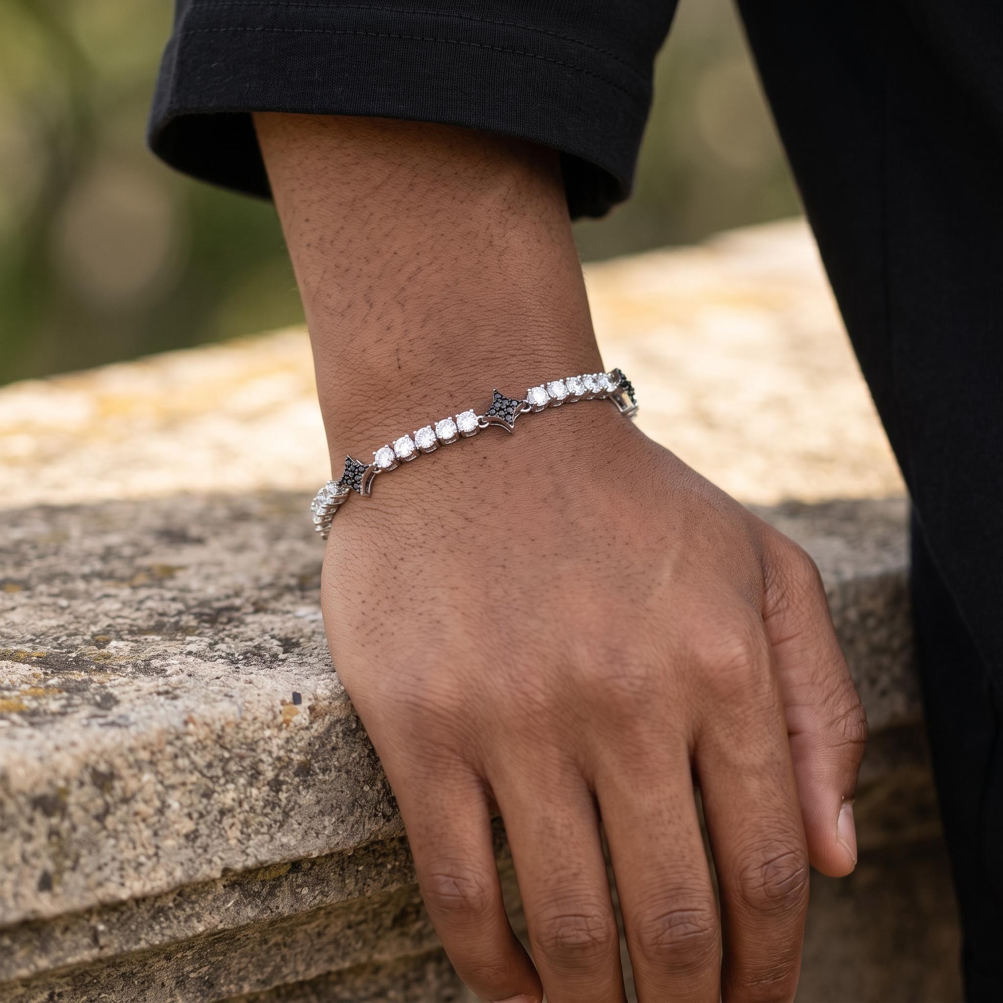 Iced Out Black Star Tennis Bracelet Iced Out Black Star Tennis Bracelet