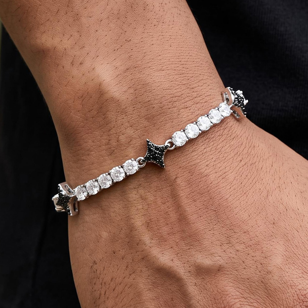Iced Out Black Star Tennis Bracelet Iced Out Black Star Tennis Bracelet