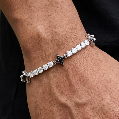 Iced Out Black Star Tennis Bracelet