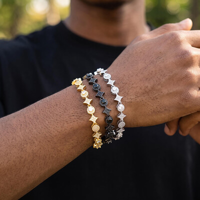 Iced Out 8mm Star Black Tennis Bracelet