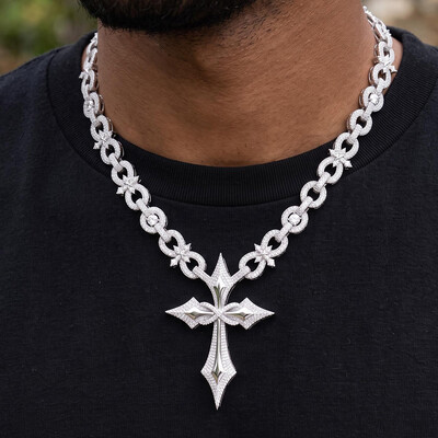 Iced Out Infinity Cross Pendant Necklace