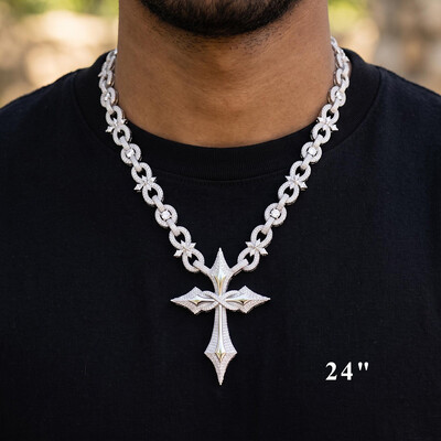Iced Out Infinity Cross Pendant Necklace