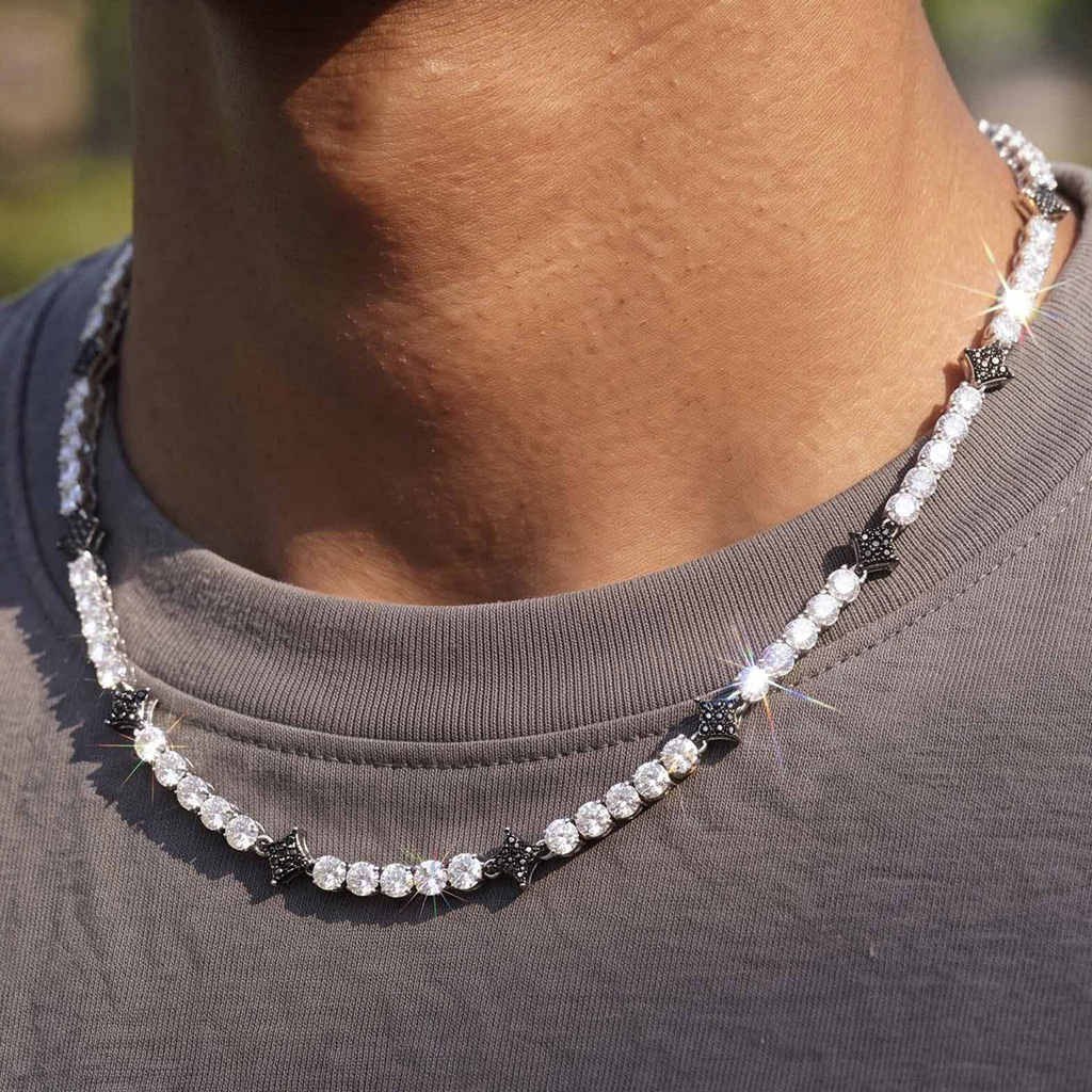 Iced Out Black Star Tennis Chain Iced Out Black Star Tennis Chain