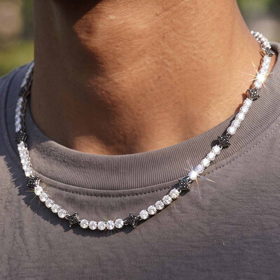 Iced Out Black Star Tennis Chain