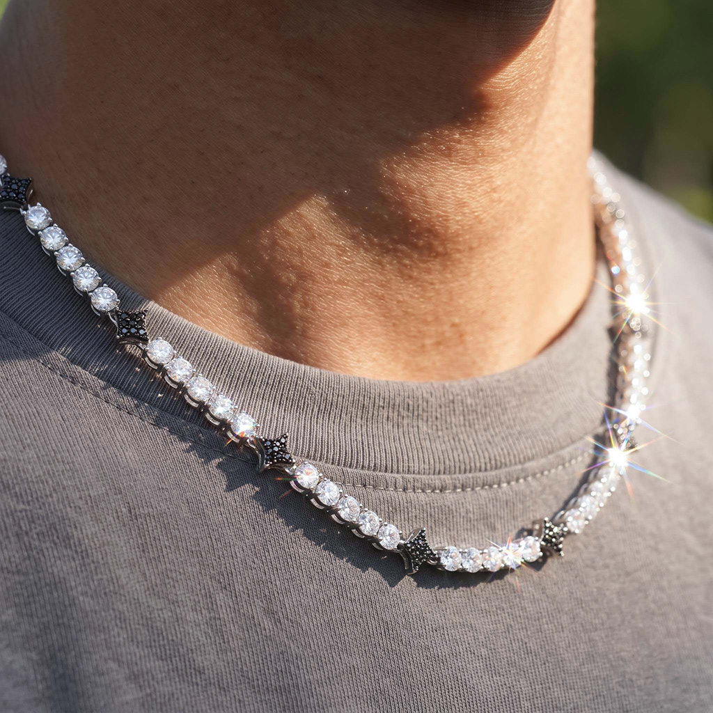 Iced Out Black Star Tennis Chain Iced Out Black Star Tennis Chain