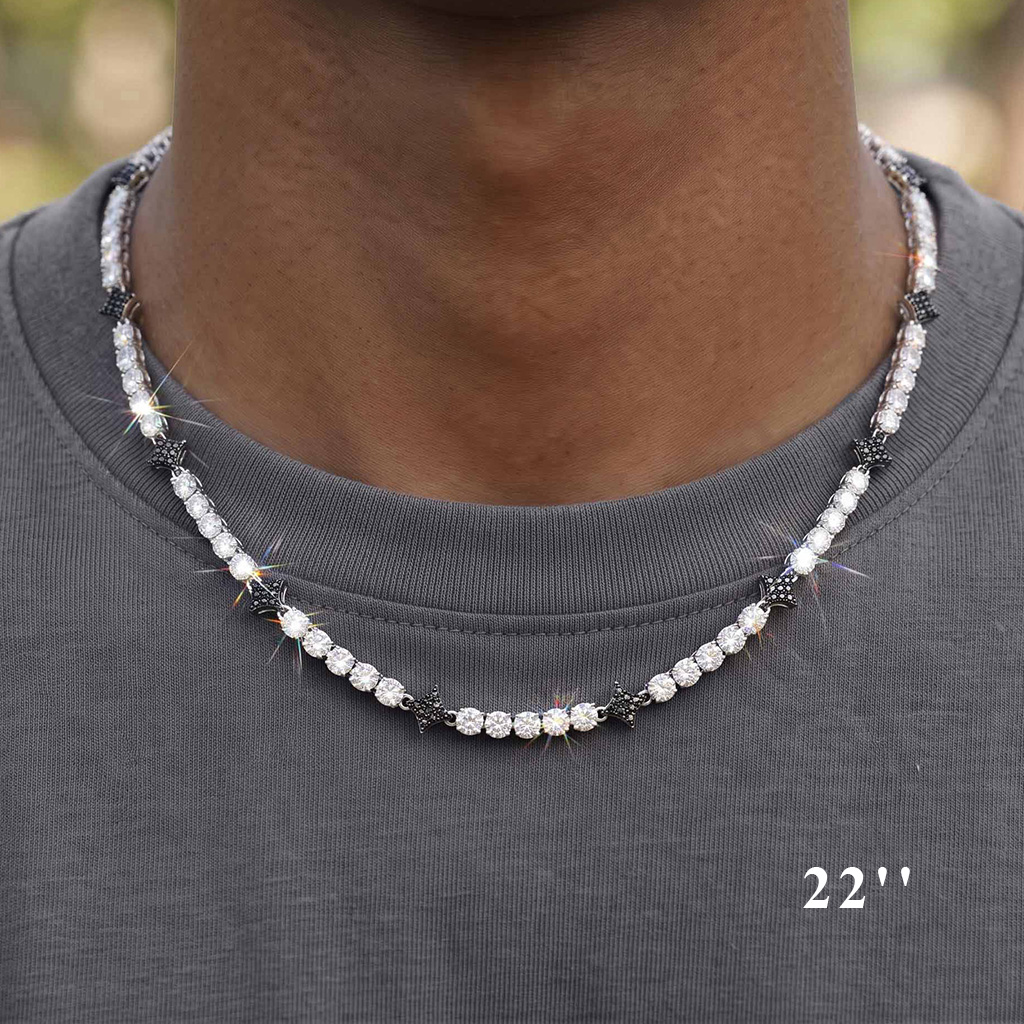 Iced Out Black Star Tennis Chain Iced Out Black Star Tennis Chain