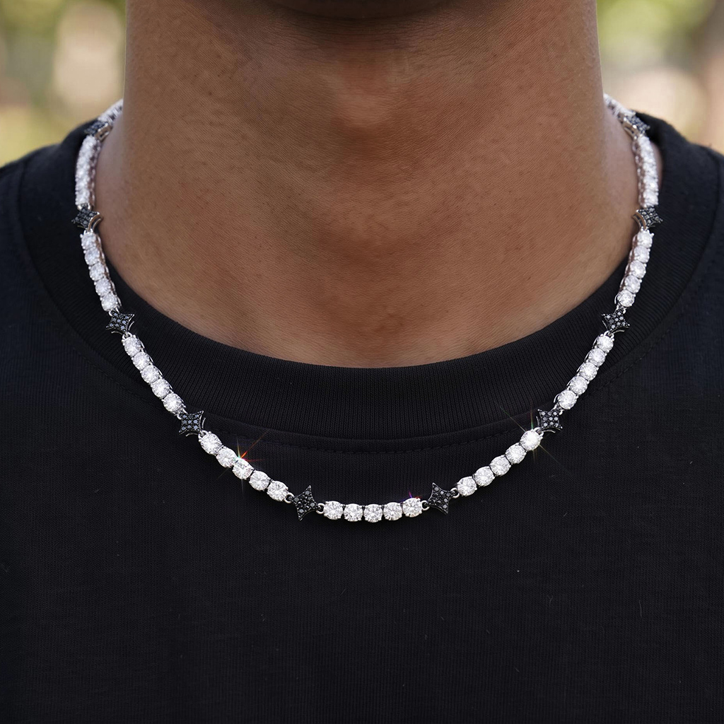 Iced Out Black Star Tennis Chain Iced Out Black Star Tennis Chain