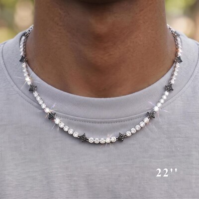 Iced Out Black Star Tennis Chain