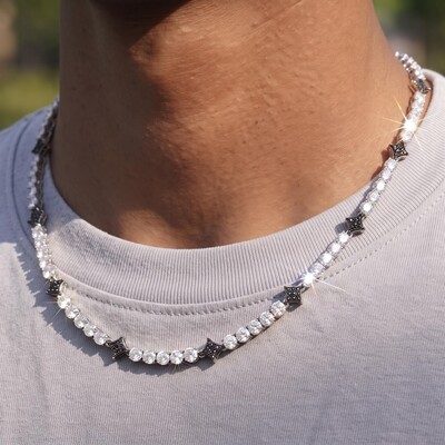Iced Out Black Star Tennis Chain