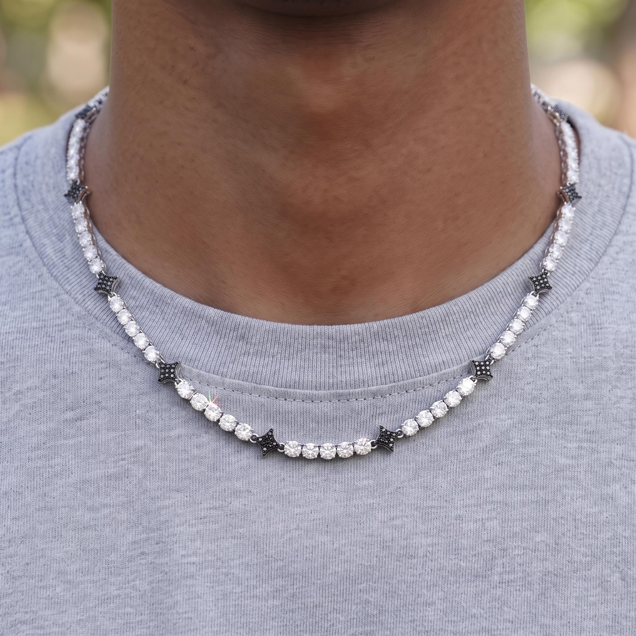 Iced Out Black Star Tennis Chain