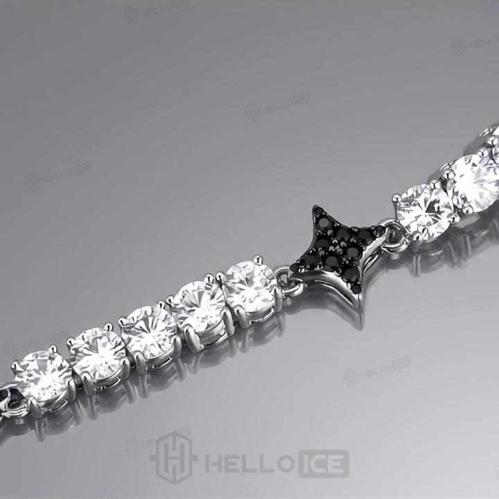 Iced Out Black Star Tennis Chain