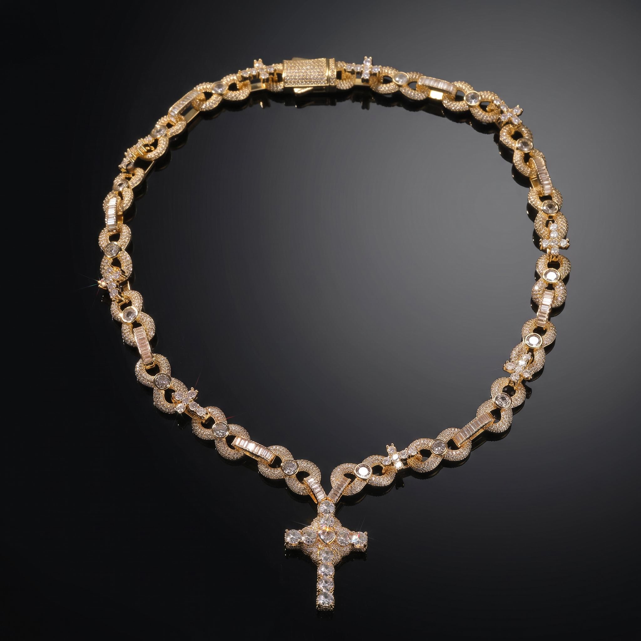 Iced Out Infinity Link Cross Pendant Necklace Iced Out Infinity Link Cross Pendant Necklace