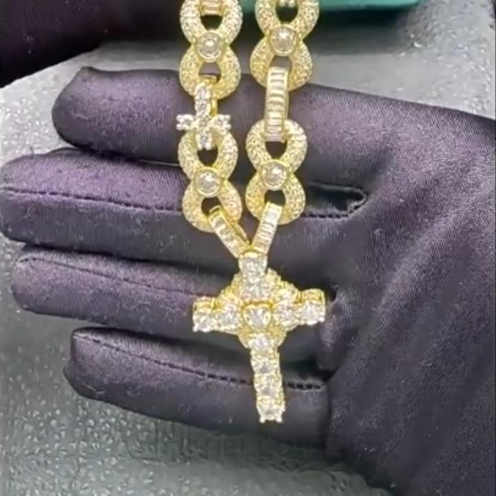 Iced Out Infinity Link Cross Pendant Necklace Iced Out Infinity Link Cross Pendant Necklace