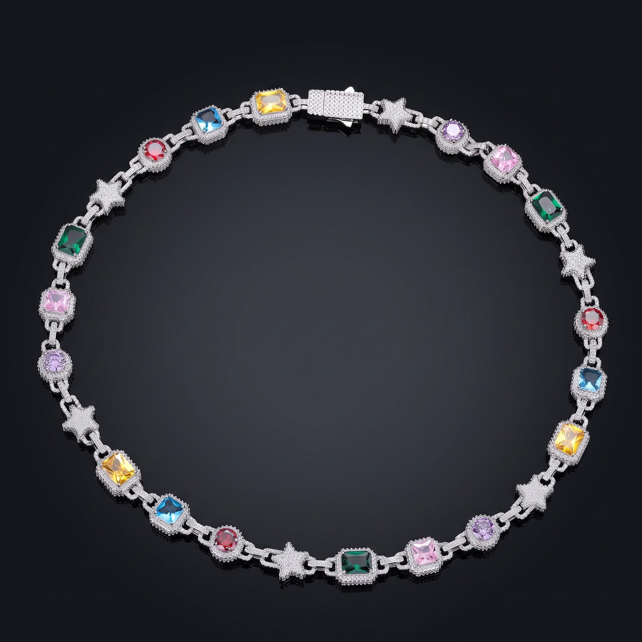 Iced Out Multi-Color Star Tennis Chain Iced Out Multi-Color Star Tennis Chain