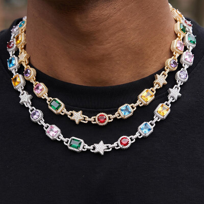 Iced Out Multi-Color Star Tennis Chain