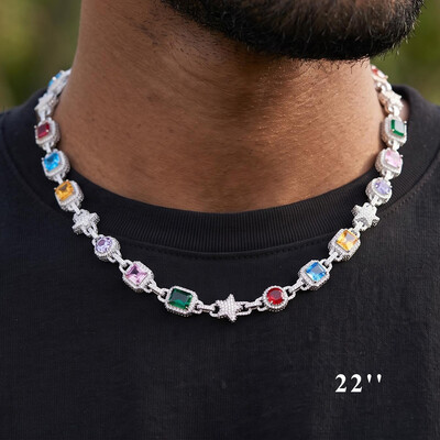 Iced Out Multi-Color Star Tennis Chain