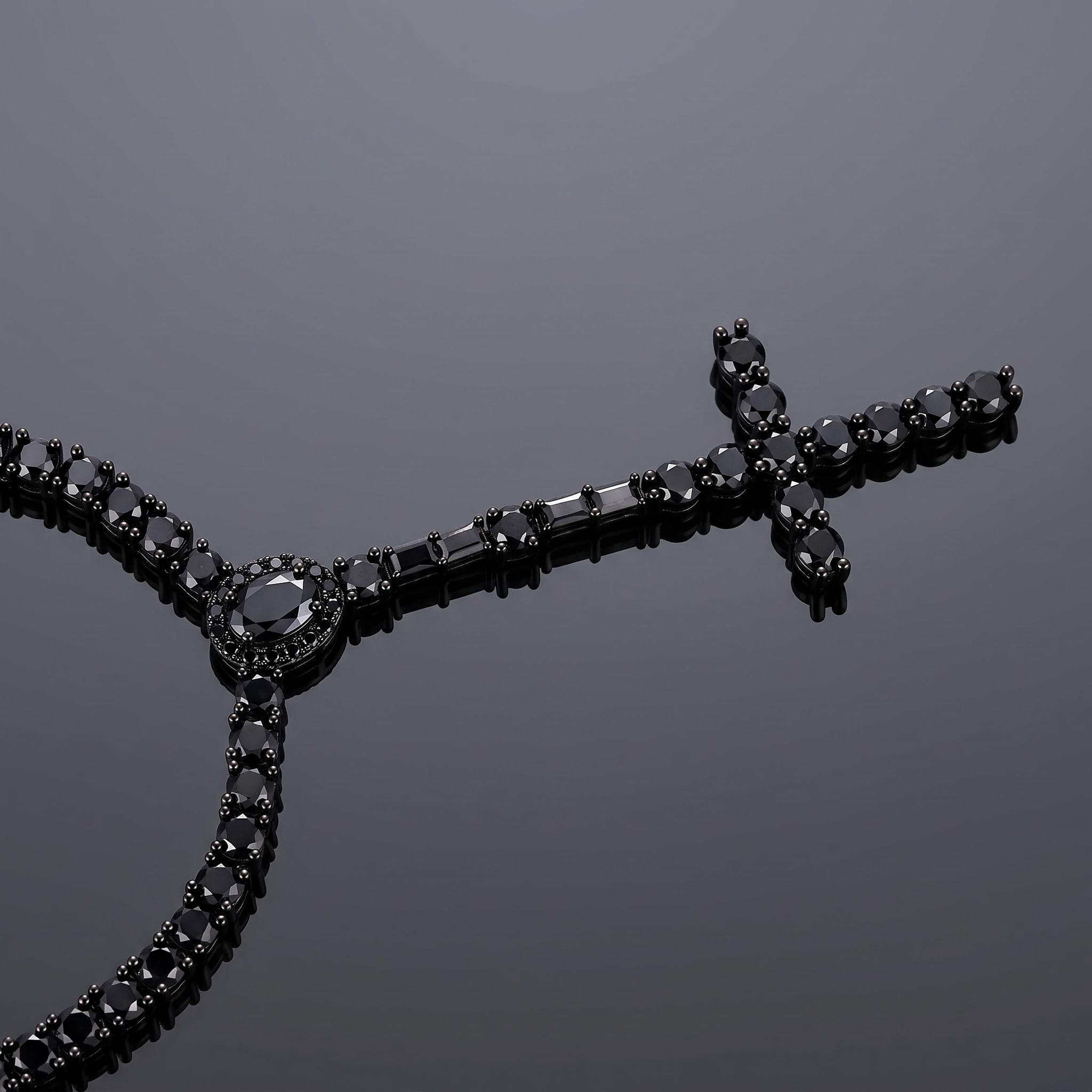3mm Black Iced Out Cross Tennis Necklace 3mm Black Iced Out Cross Tennis Necklace