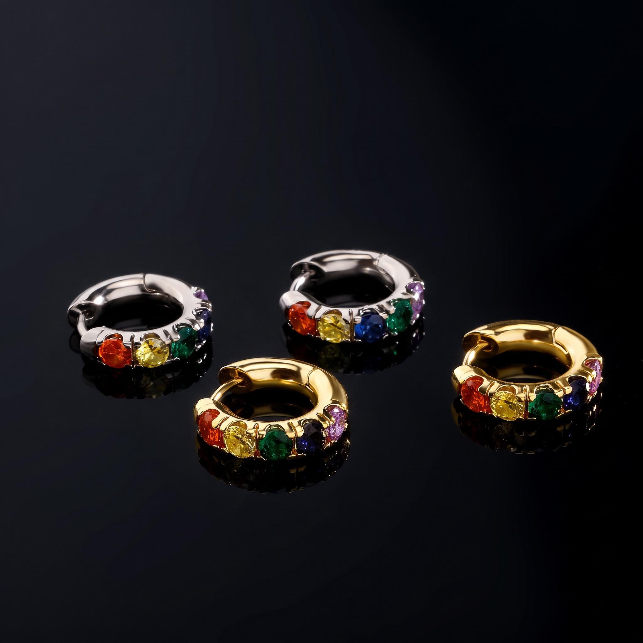 Iced Out Colorful Hoop Earrings Iced Out Colorful Hoop Earrings