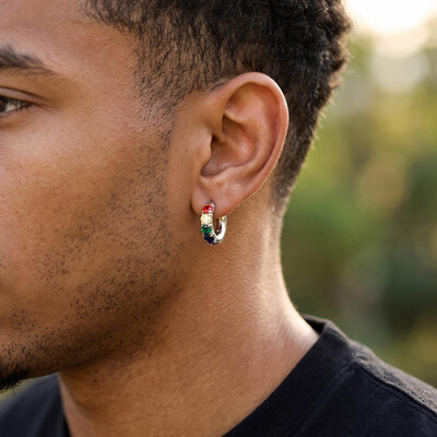Iced Out Colorful Hoop Earrings