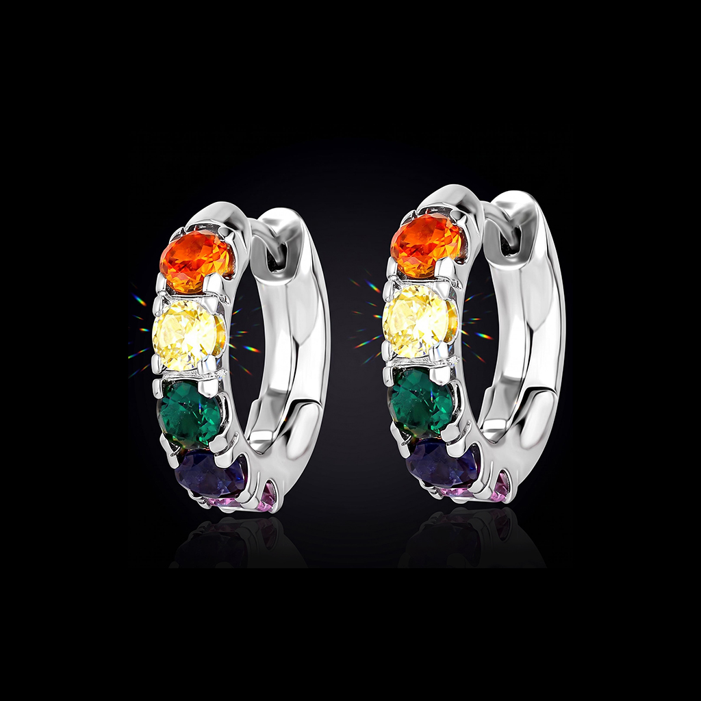 Iced Out Colorful Hoop Earrings Iced Out Colorful Hoop Earrings