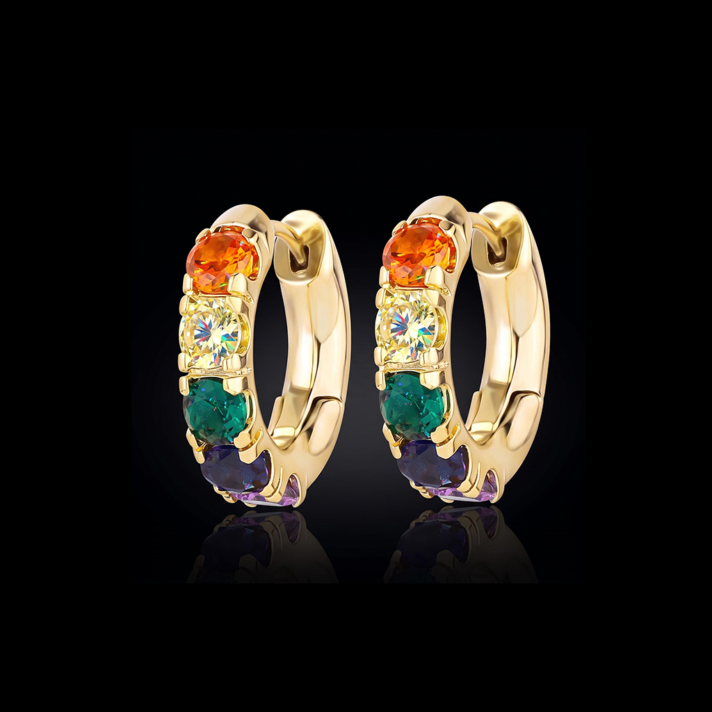 Iced Out Colorful Hoop Earrings Iced Out Colorful Hoop Earrings