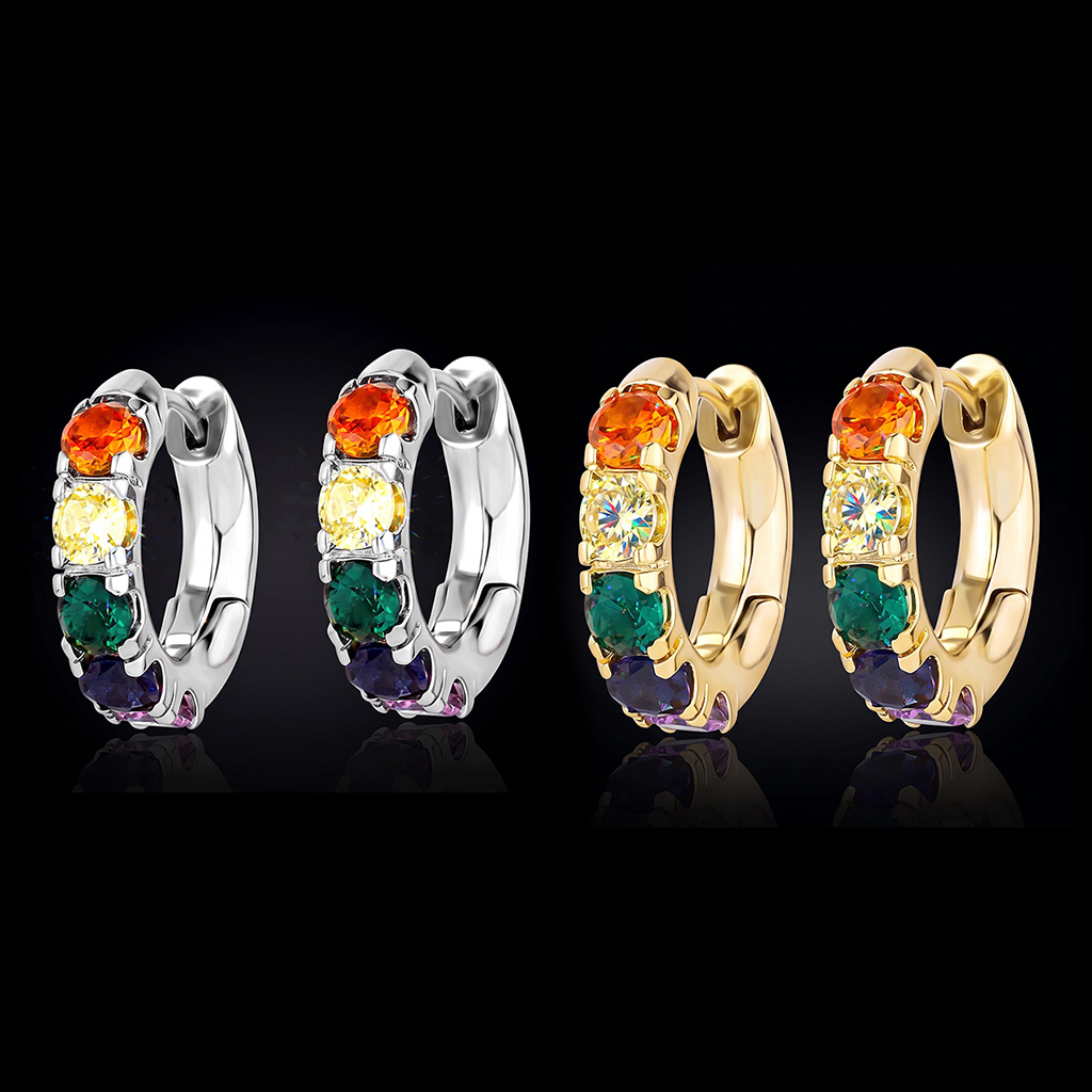 Iced Out Colorful Hoop Earrings Iced Out Colorful Hoop Earrings