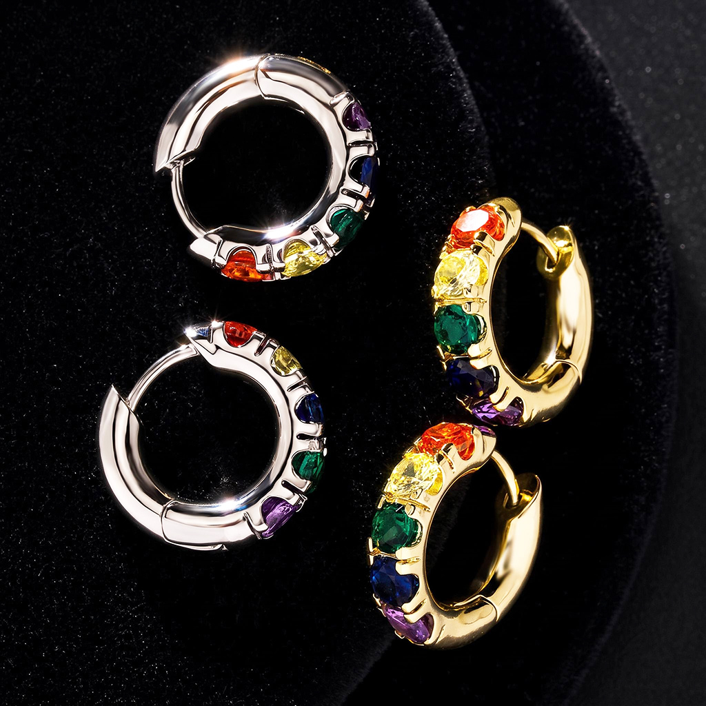 Iced Out Colorful Hoop Earrings Iced Out Colorful Hoop Earrings