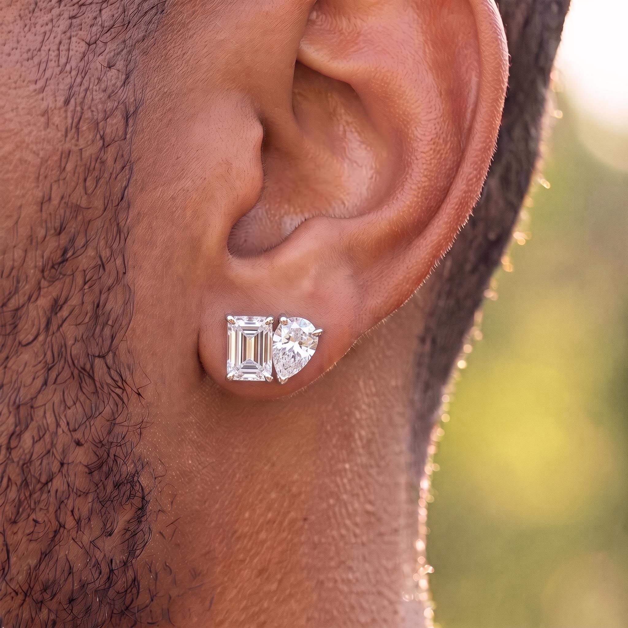 Pear & Emerald Cut Stud Earrings Pear & Emerald Cut Stud Earrings