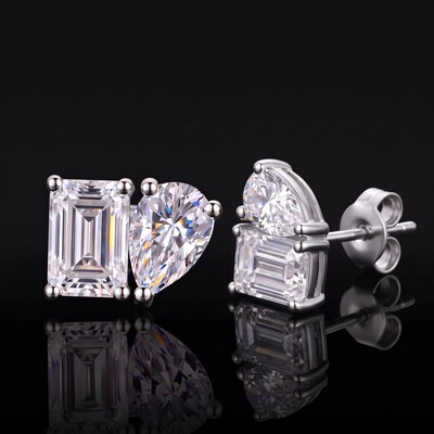 Pear & Emerald Cut Stud Earrings