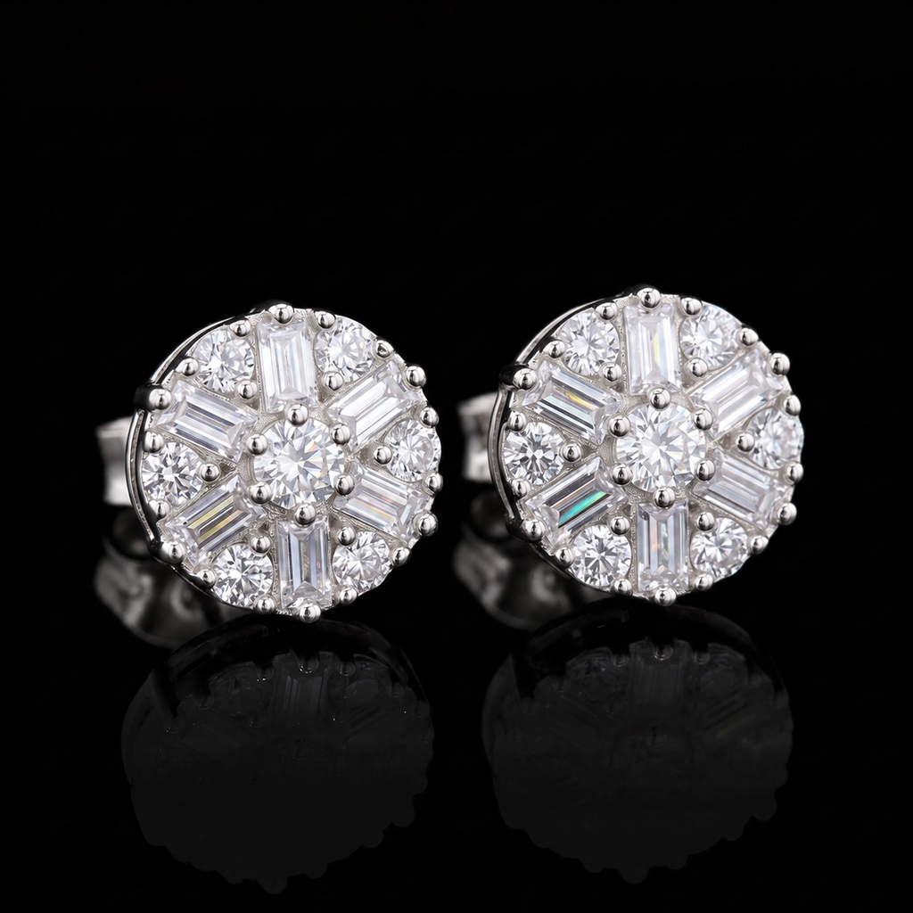 Iced Out Baguette Cluster Earrings Iced Out Baguette Cluster Earrings