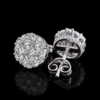 Iced Out Cluster Flower Side Paved Earrings