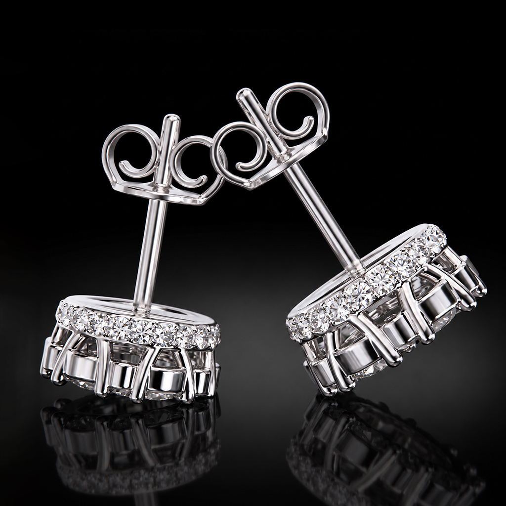 Iced Out Cluster Flower Side Paved Earrings Iced Out Cluster Flower Side Paved Earrings