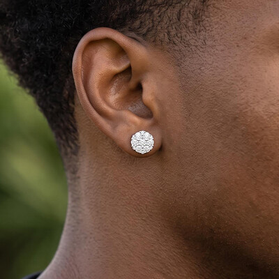 Iced Out Cluster Flower Side Paved Earrings