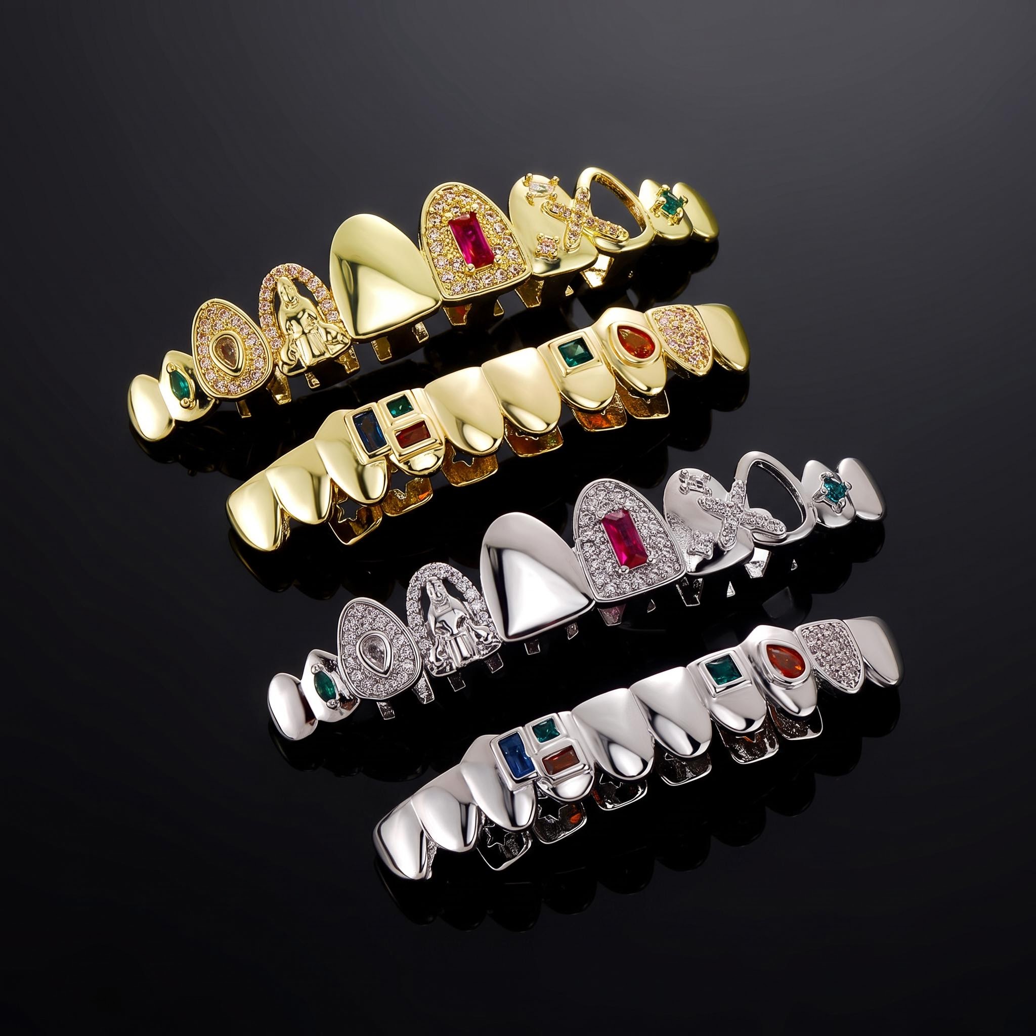Iced Out Multi-Color Grillz Set Iced Out Multi-Color Grillz Set
