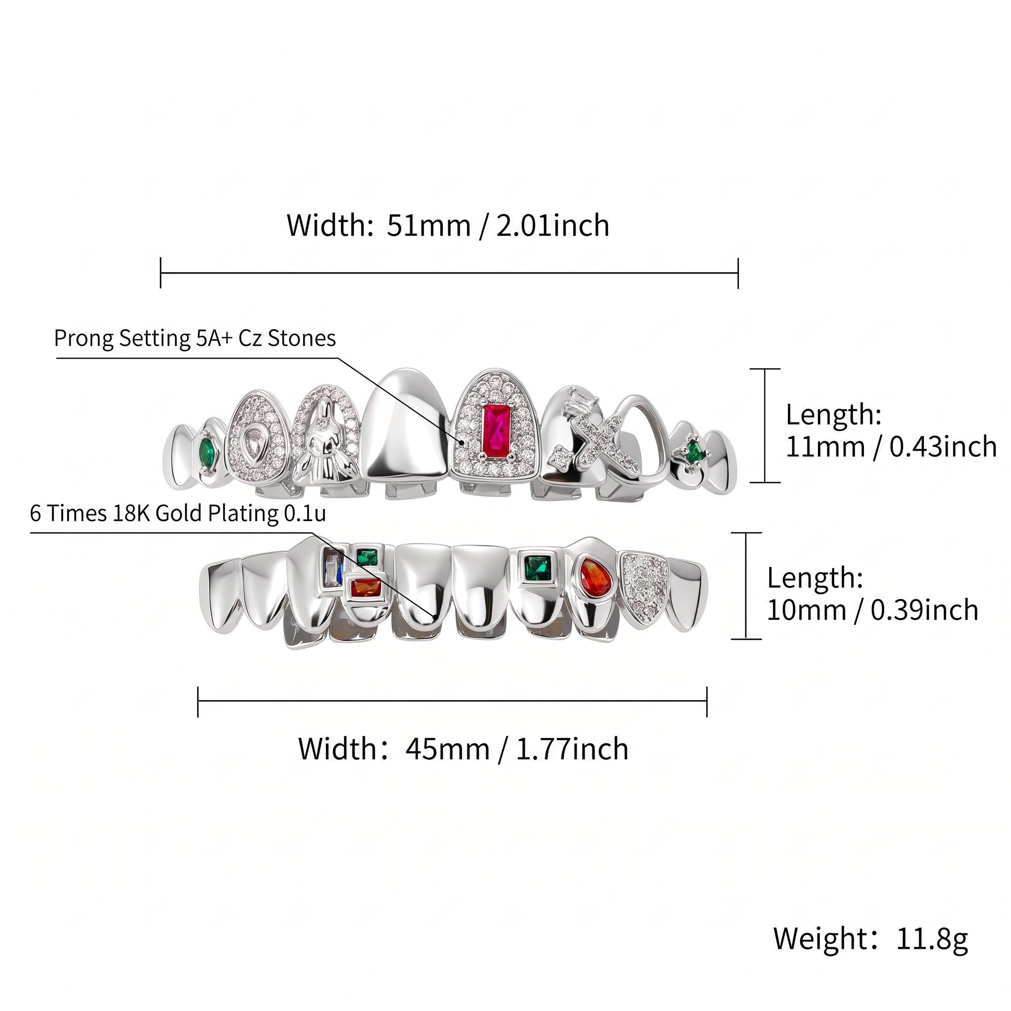 Iced Out Multi-Color Grillz Set Iced Out Multi-Color Grillz Set