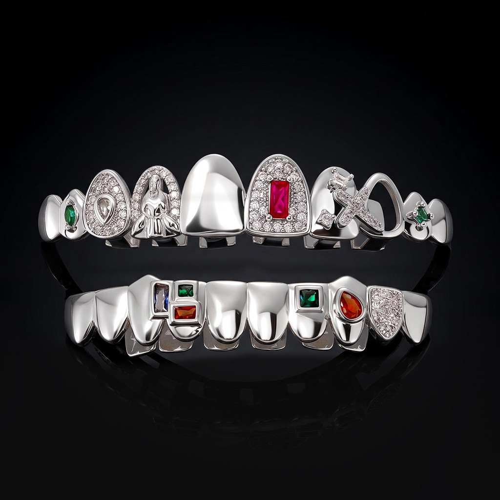 Iced Out Multi-Color Grillz Set Iced Out Multi-Color Grillz Set