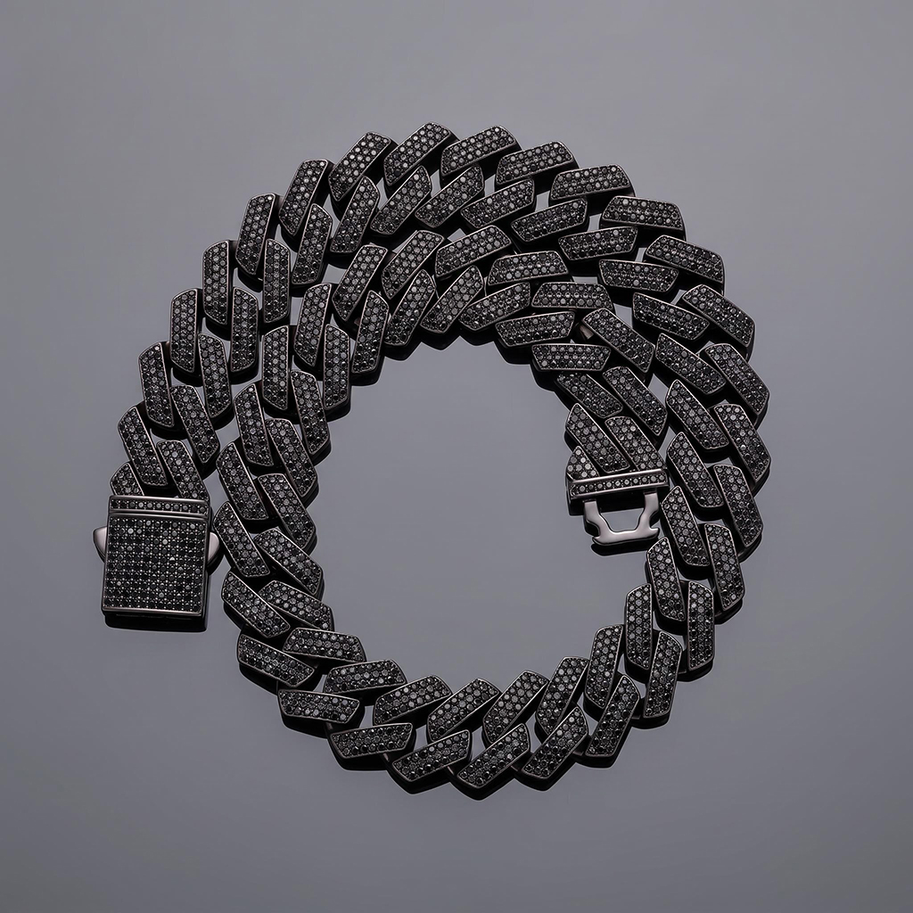 20mm Iced Out Black Cuban Link Chain and Bracelet Set 20mm Iced Out Black Cuban Link Chain and Bracelet Set