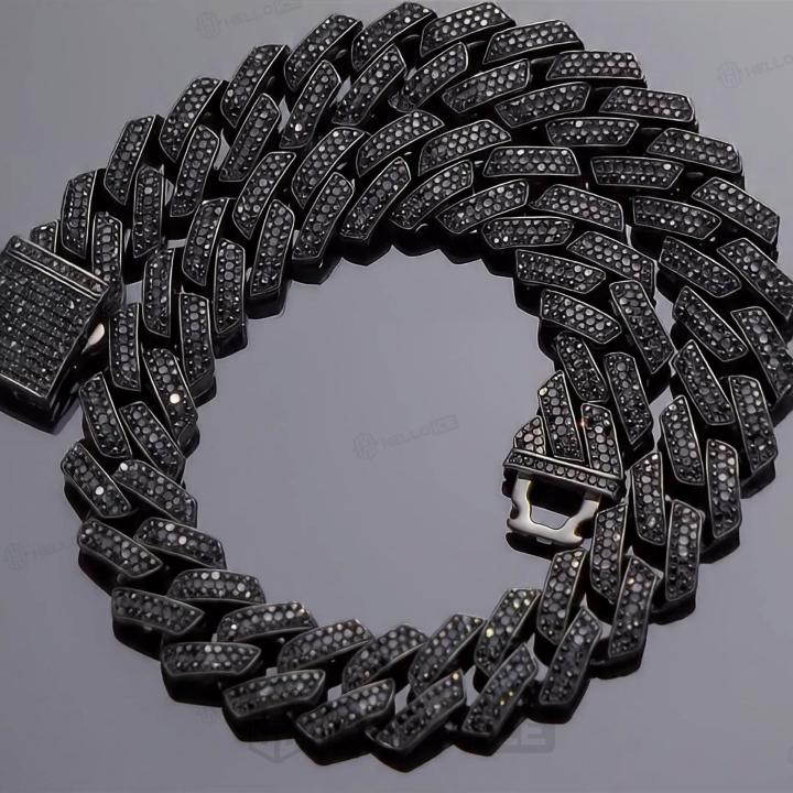 20mm Iced Out Black Cuban Link Chain and Bracelet Set 20mm Iced Out Black Cuban Link Chain and Bracelet Set