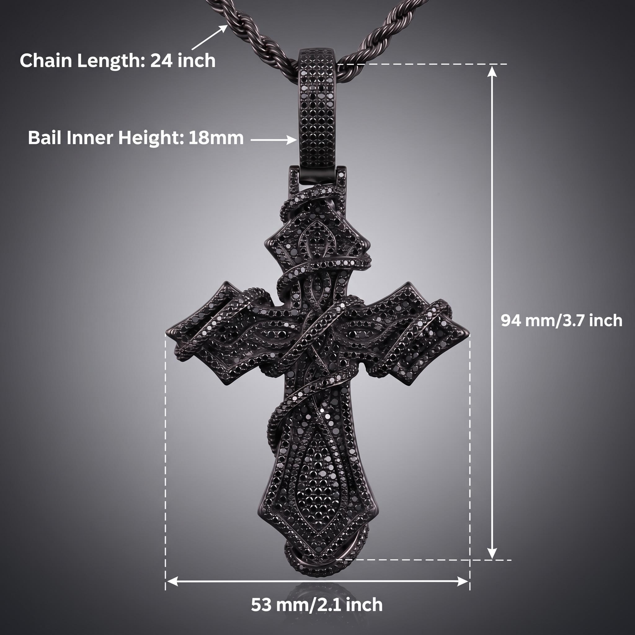 Iced Out Black Thorn Cross Pendant Iced Out Black Thorn Cross Pendant